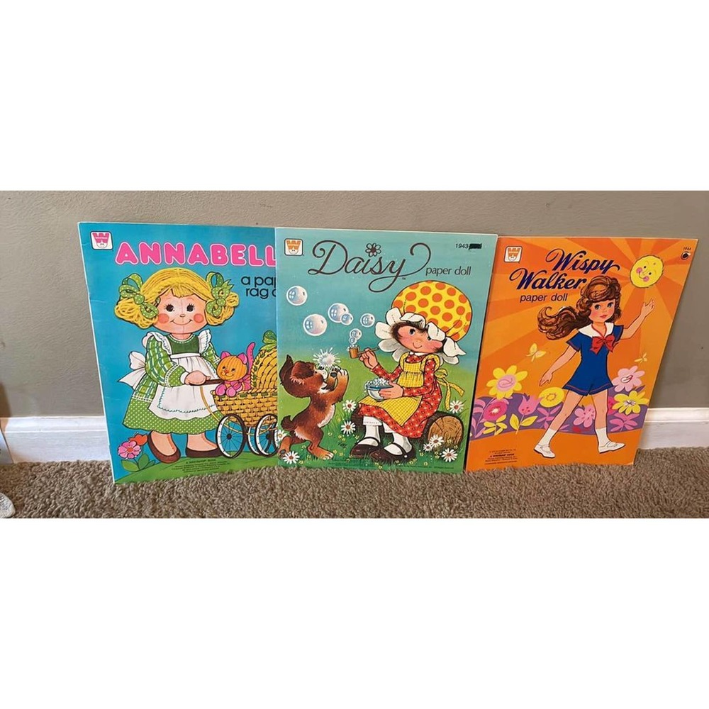 3 Vintage 1970s little girl paper dolls, Daisy, Wispy Walker